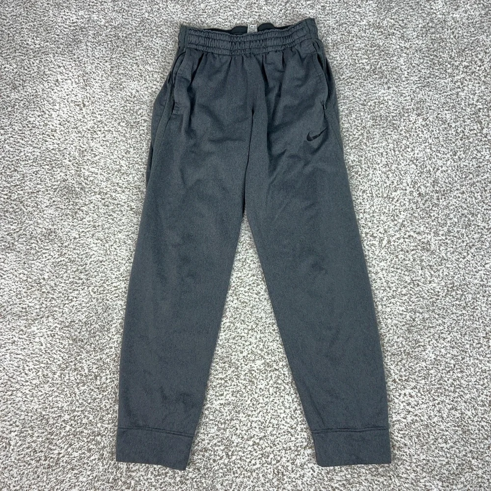 Nike Pants Boys Large Gray Dri-FIT Joggers Cuffed Zip Pocket Athletic‎ Running